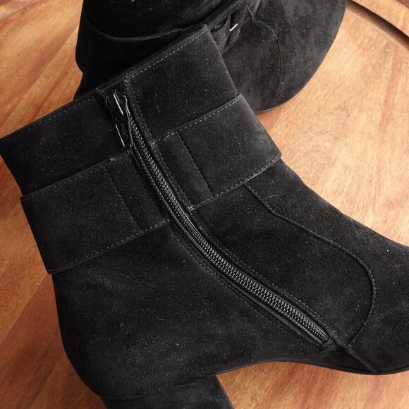 Paul Green Boots Womens SZ UK 7.5 US 10 BLK Natalia Ankle Heeled Suede Side Zip - Picture 10 of 16